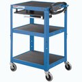 Global Industrial Steel Mobile Workstation Cart with Slide out keyboard and Mouse Shelf-Blue 334541BL